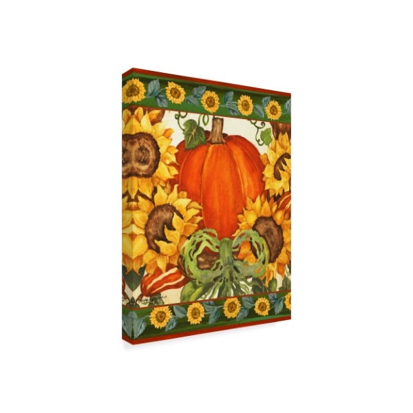 Laurie Korsgaden 'Pumpkin And Sunflowers' Canvas Art,18x24